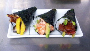 Sushi temaki elaborados en Pescadería Ernesto Prieto