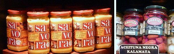 Mostaza Savora y Aceitunas de Kalamata, productos gourmets