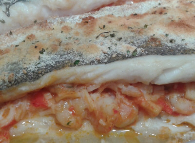 Merluza rellena de gamas y surimi