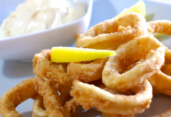 Anillas de calamares rebozados