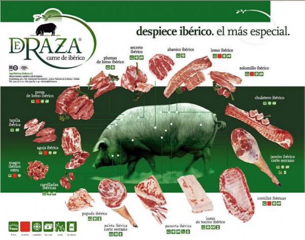 Diferentes cortes del cerdo