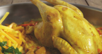 Receta de pollo coquelet con mango y papaya