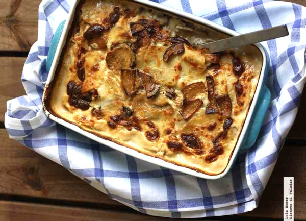 Gratin de patatas con setas