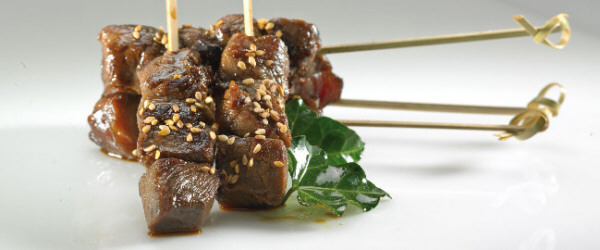 Brocheta de ternera al estilo oriental